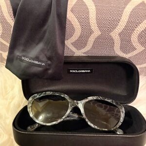 Dolce & Gabbana Marbled Black & Gray Round Sunglasses